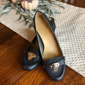 Tommy Hilfiger Leather Loafer Wedge- Navy Blue